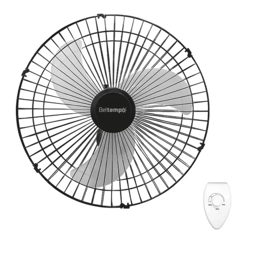 Ventilador Oscilante de Parede Preto 60 cm Flux6 Bivolt